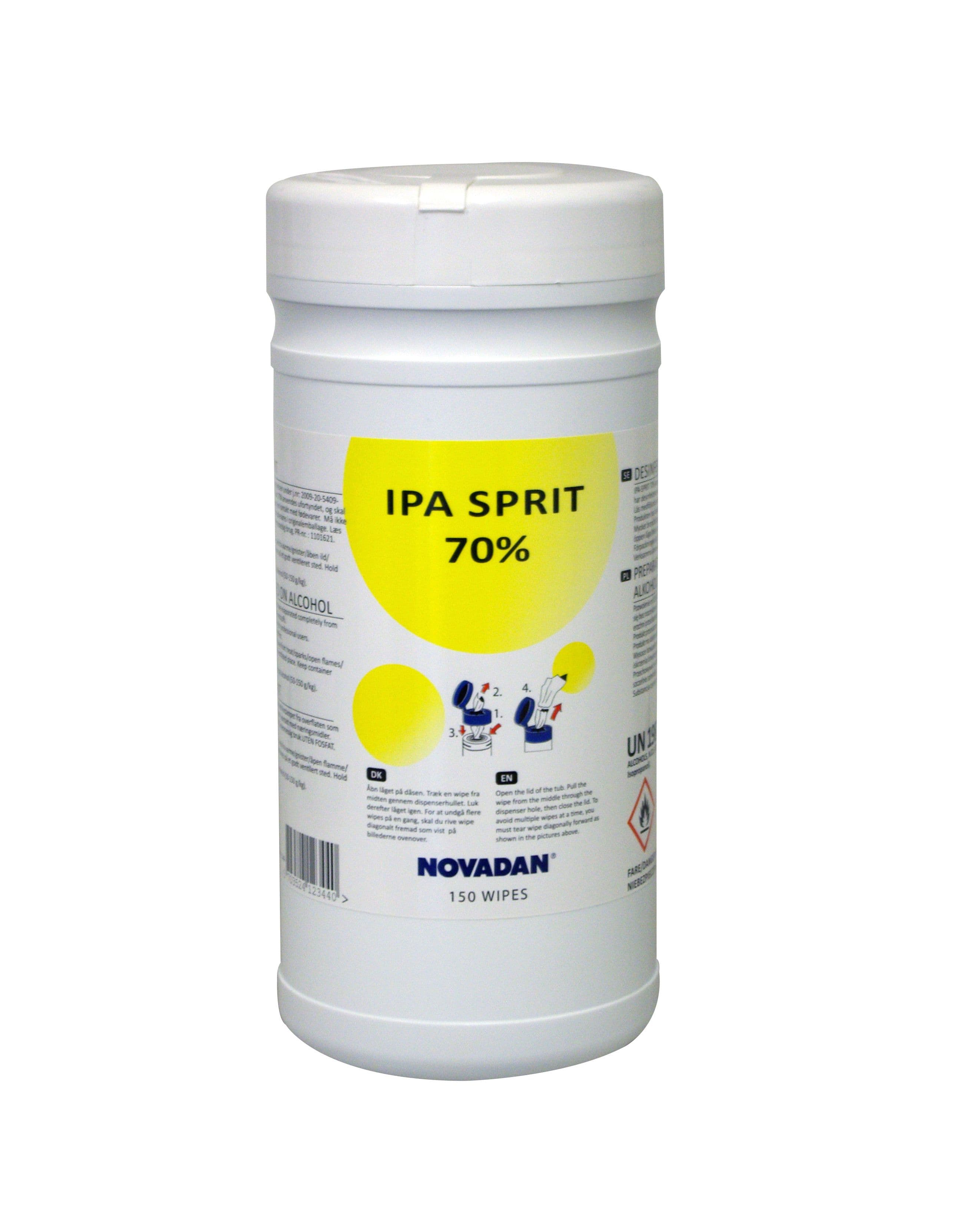 Novadan IPA Sprit 70 Wipes, boks a 150 serv billede 1